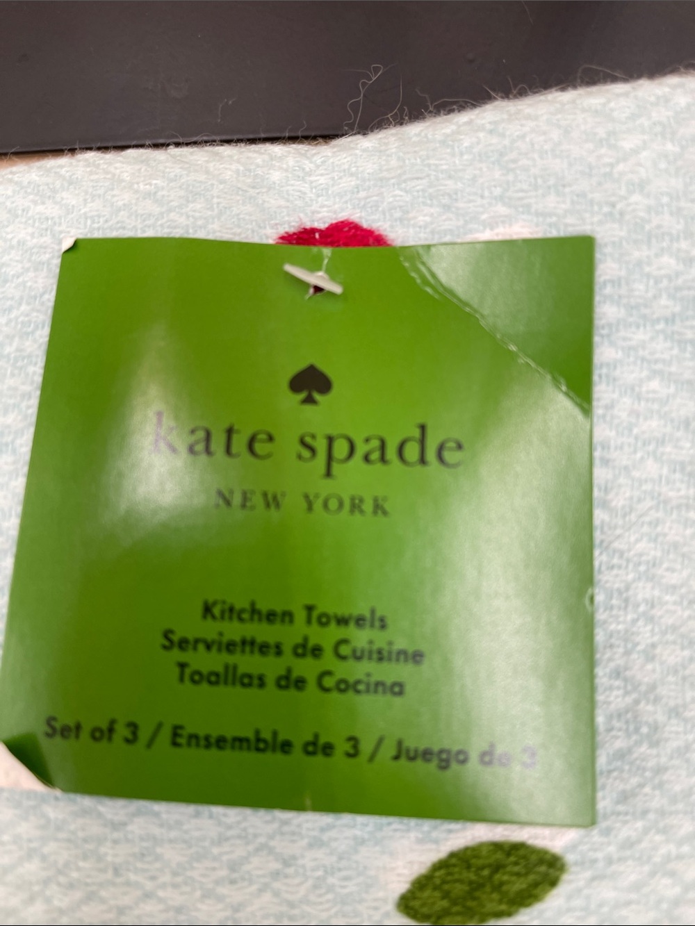 kate spade Light Blue Multicolor Cherry Print Kitchen Hand Towels 3 total - Picture 3 of 3